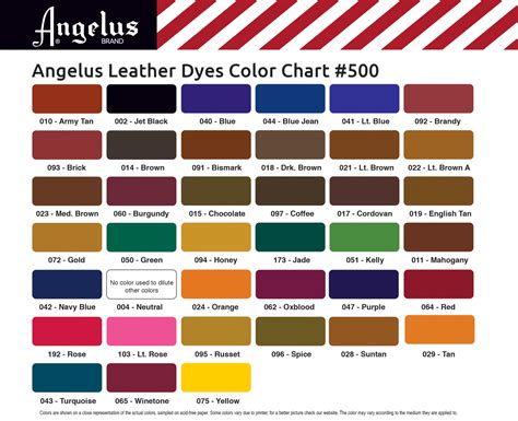 angelus shoe dye color chart.